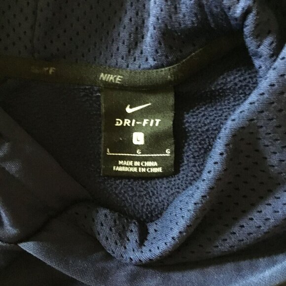 Nike Dri-Fit Men's Pullover Hoodie Pouch Pocket Sweatshirt Size Large Navy Blue - Picture 9 of 10